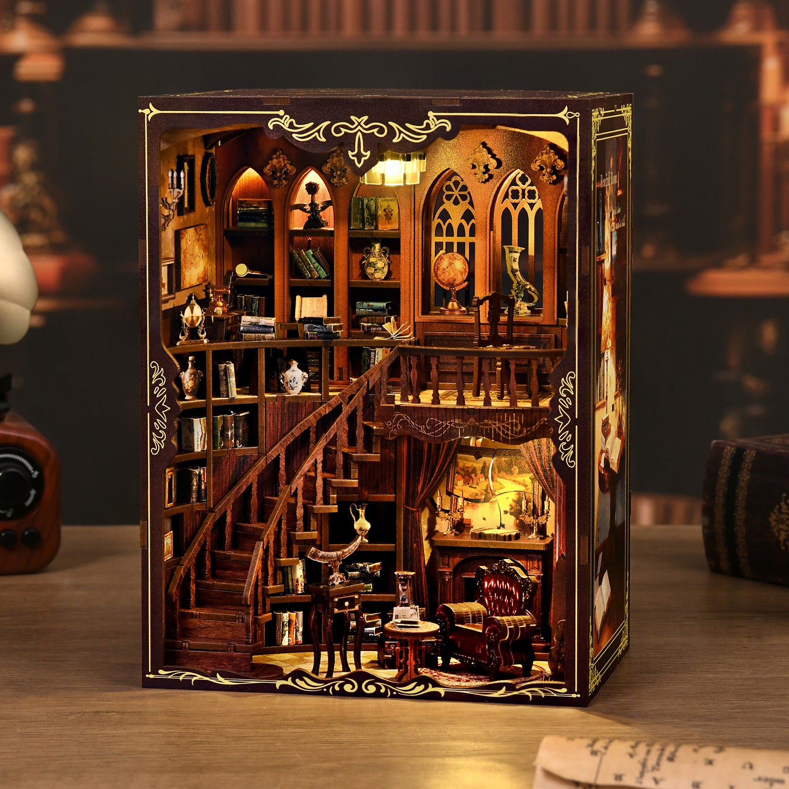 Retro Magic Library DIY Book Nook Kit - 3D Wooden Puzzle