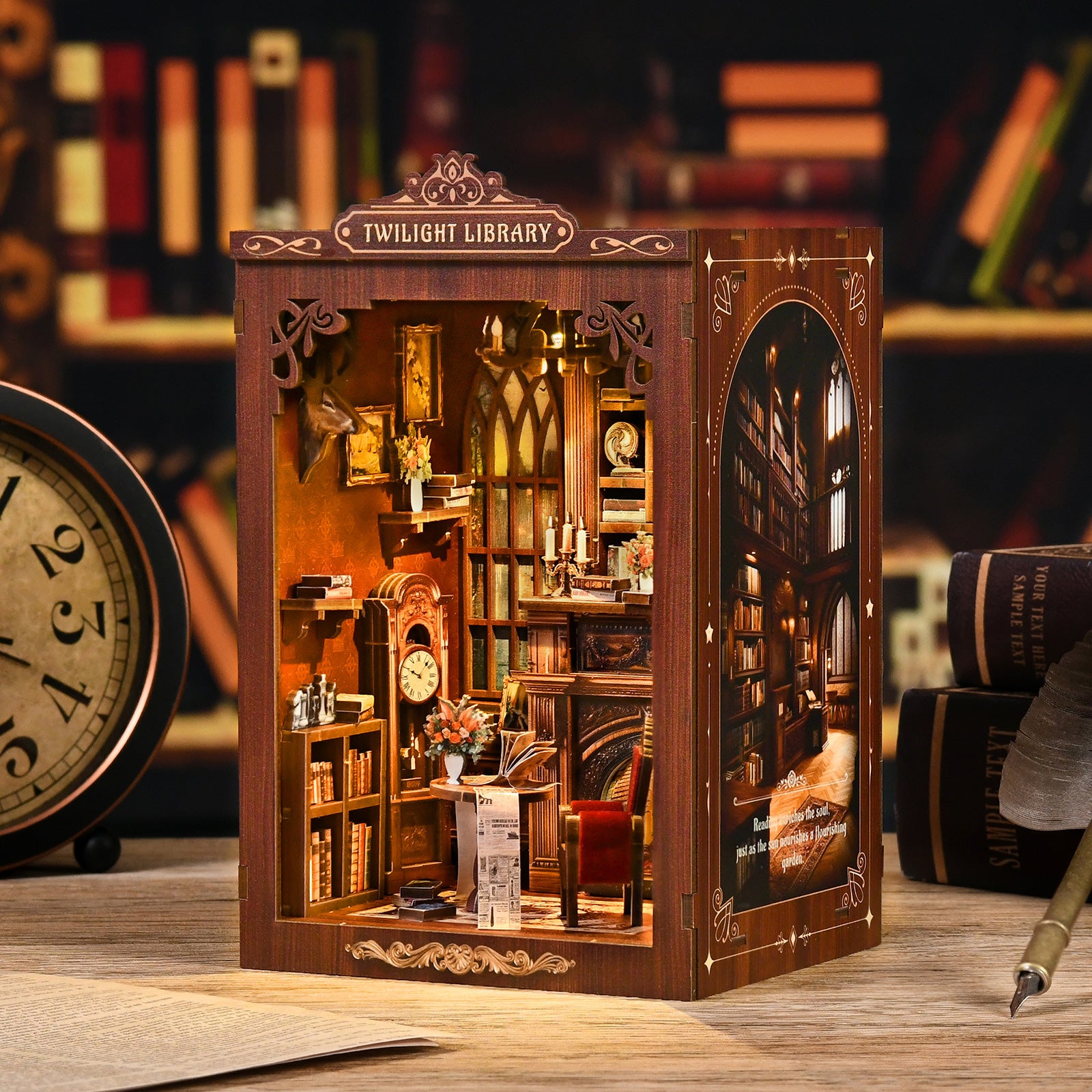 DIY Book Nook Kit - 3D Wooden Puzzle Vintage Magic Library Bookshelf