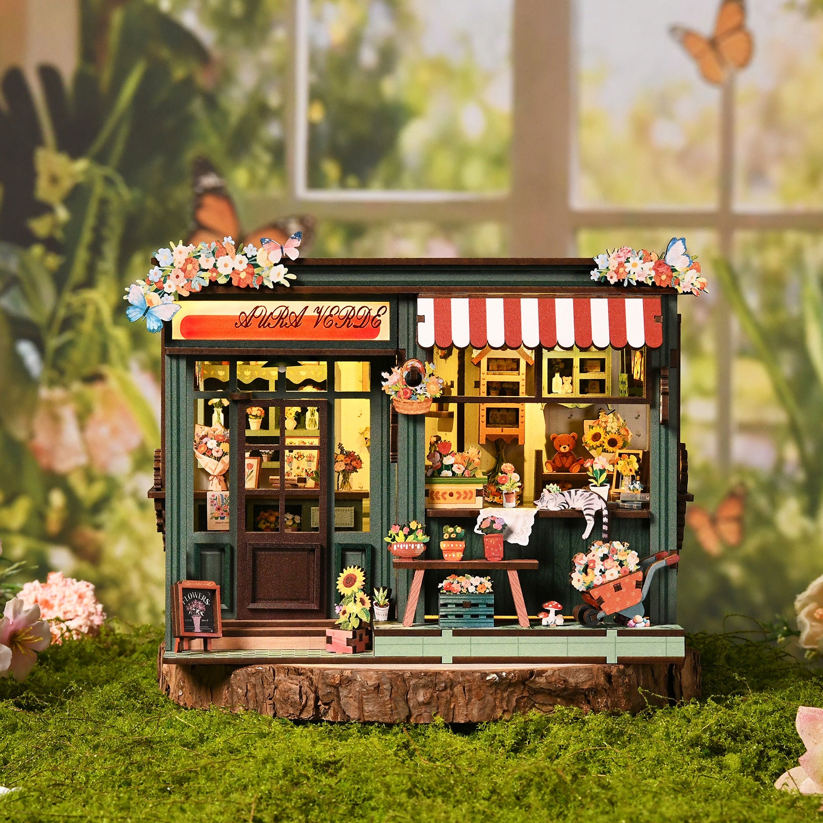 Rustic Botanical Garden House DIY Miniature Dollhouse Kit - 3D Wooden Craft Puzzle
