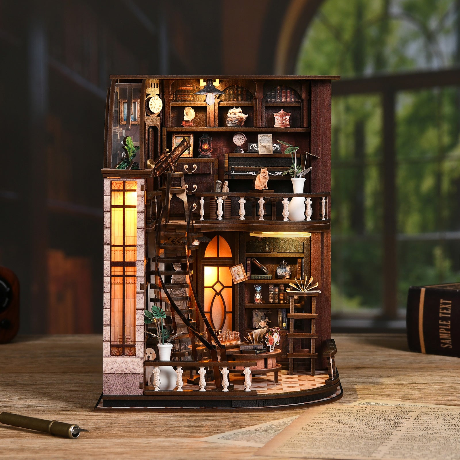 Antique Library DIY Book Nook Kit - 3D Miniature House Wooden Puzzle