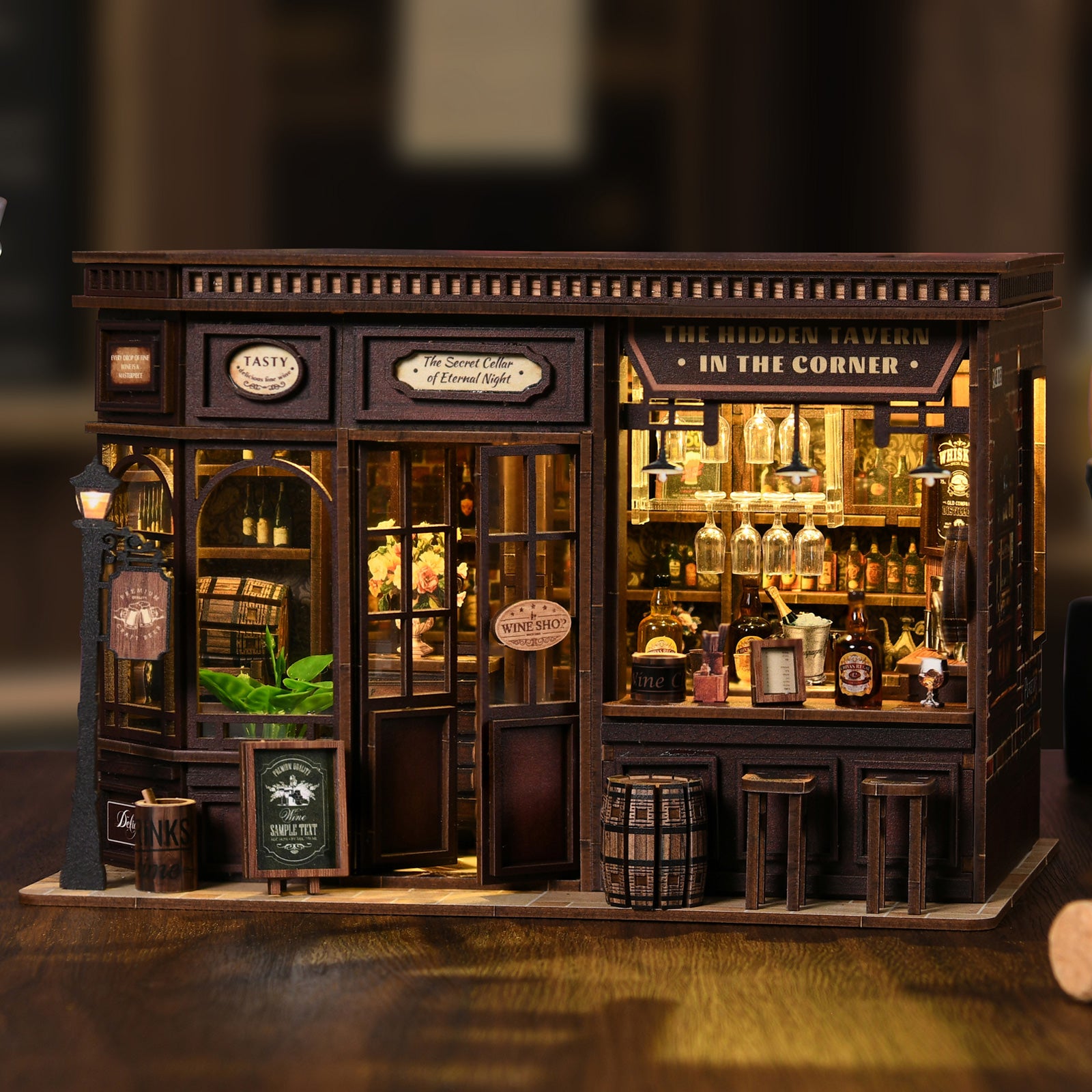The Hidden Tavern DIY Book Nook Kit - Retro Miniature Pub 3D Wooden Puzzle