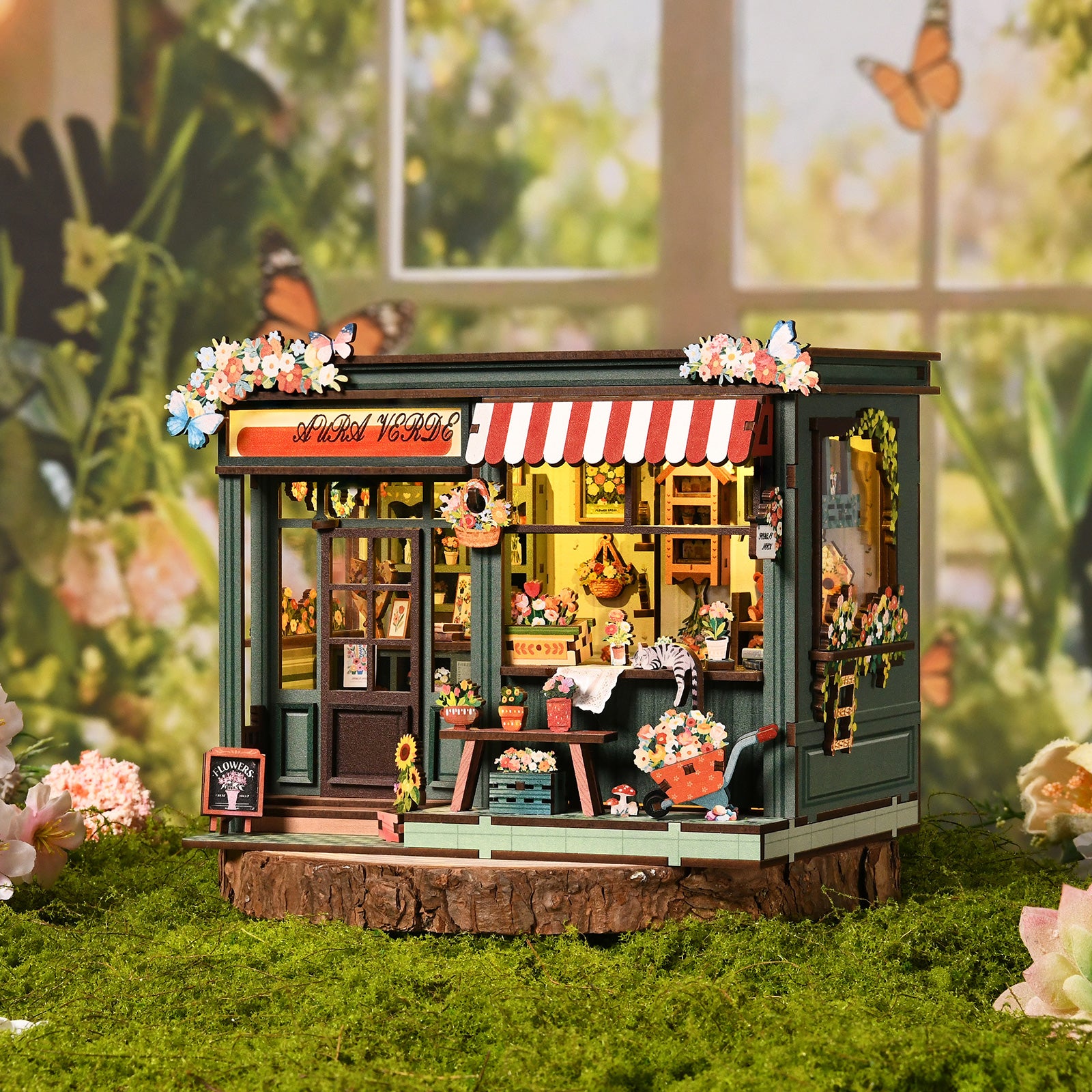Rustic Botanical Garden House DIY Miniature Dollhouse Kit - 3D Wooden Craft Puzzle