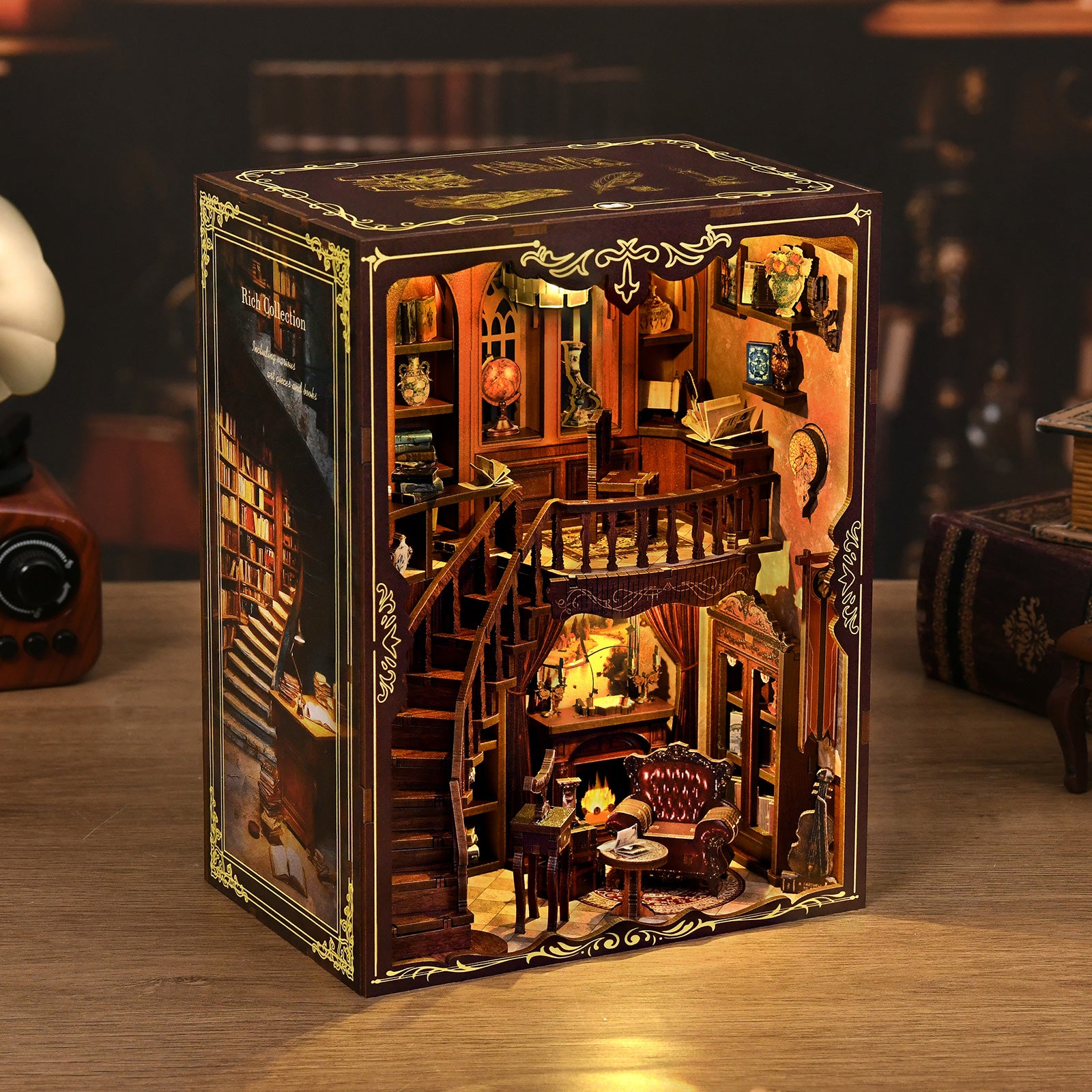 Retro Magic Library DIY Book Nook Kit - 3D Wooden Puzzle