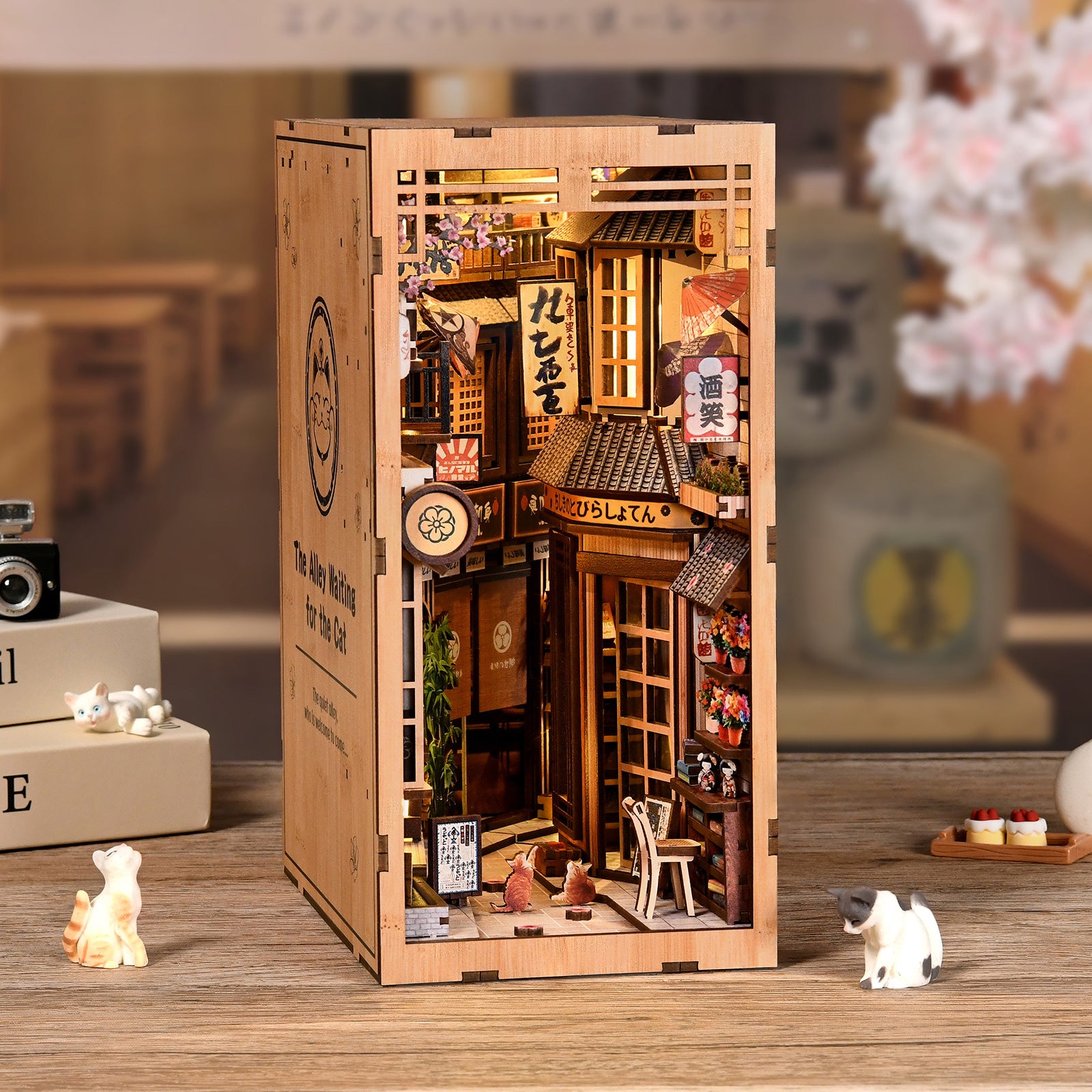 DIY Book Nook Kit - Japanese Retro Alley Miniature Bookshelf Insert