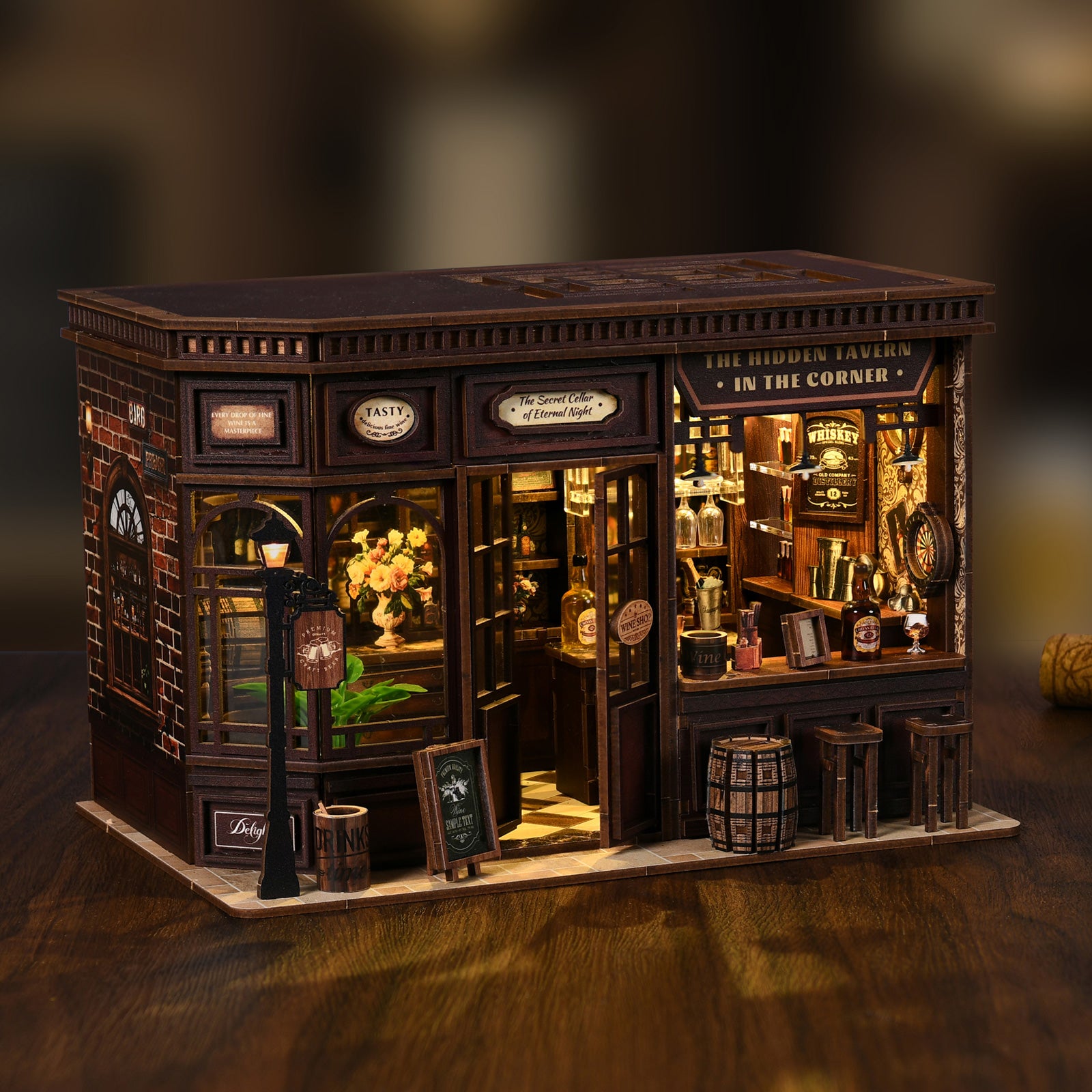 The Hidden Tavern DIY Book Nook Kit - Retro Miniature Pub 3D Wooden Puzzle